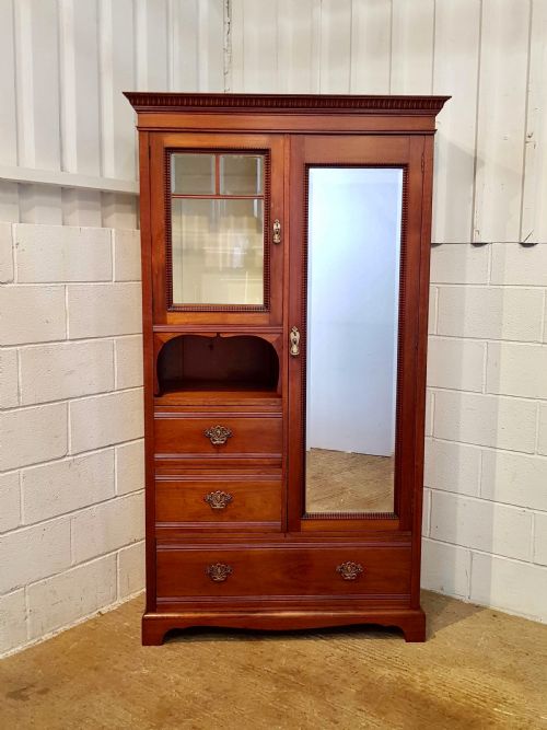 fig 1. ANTIQUE EDWARDIAN WALNUT COMBINATION WARDROBE C1900