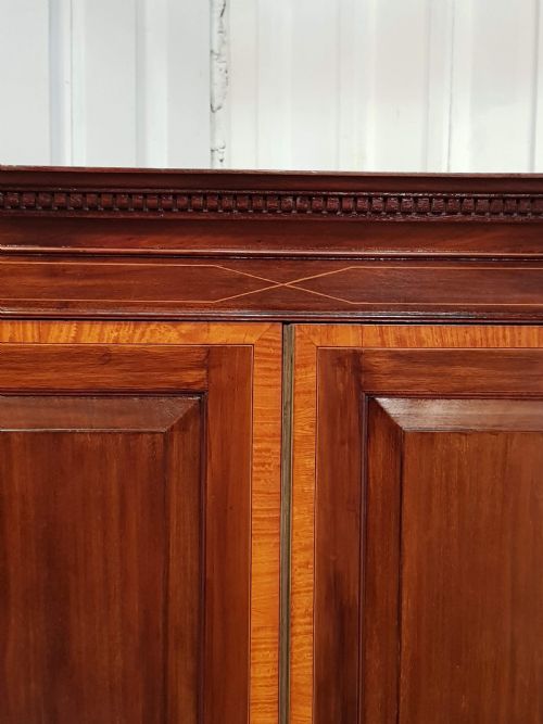 fig 1. ANTIQUE VICTORIAN REGENCY MAHOGANY & SATINWOOD DOUBLE WARDROBE C1890