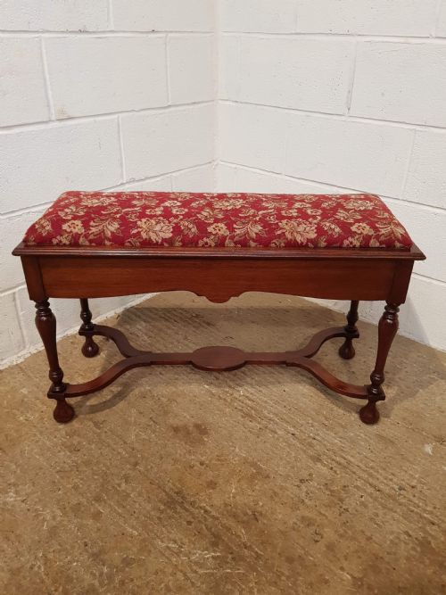 Antique Edwardian Mahogany Duet Piano Stool C1900