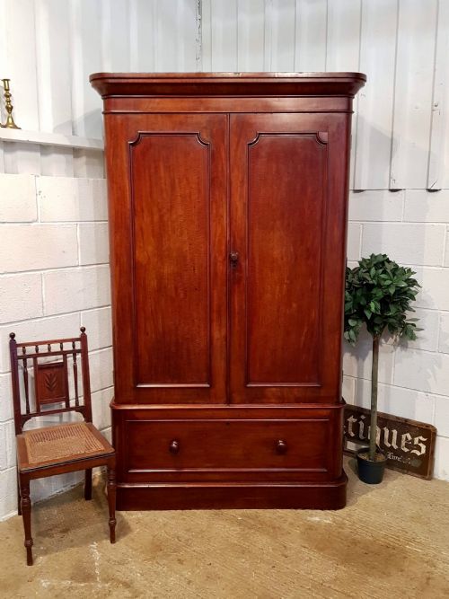 Antique Victorian Mahogany Double Wardrobe C1880