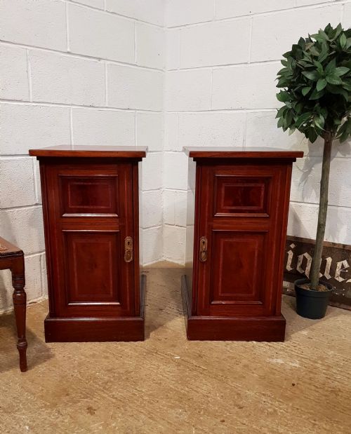 Antique Pair Edwardian Mahogany Bedside Cabinets C1900