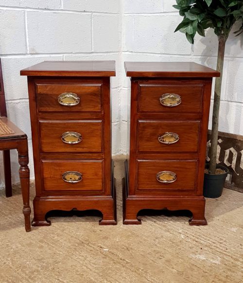 Antique Pair Edwardian Mahogany Bedside Chests of Drawers C1900