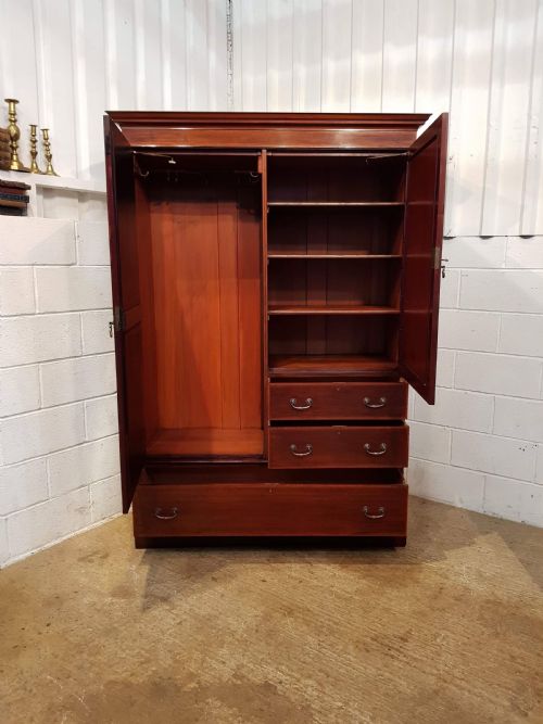 fig 1. ANTIQUE EDWARDIAN MAHOGANY INLAID COMBINATION WARDROBE C1900