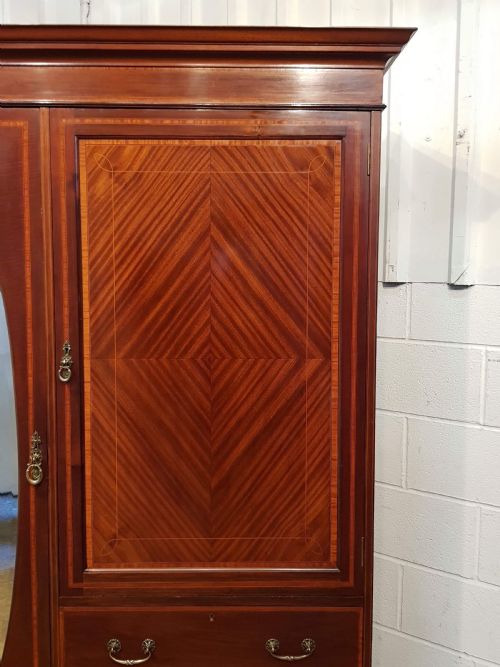 fig 2. ANTIQUE EDWARDIAN MAHOGANY INLAID COMBINATION WARDROBE C1900