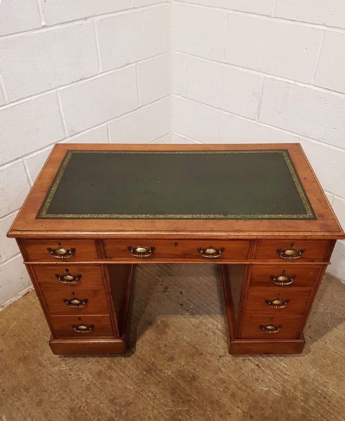 fig 1. ANTIQUE VICTORIAN WALNUT TWIN PEDASTAL DESK C1880