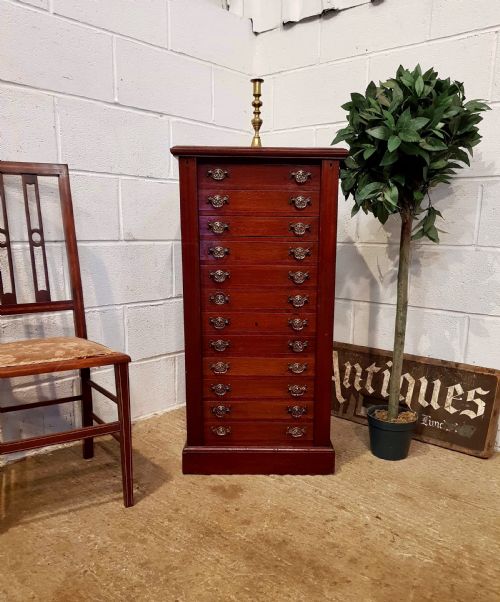 Antique Late Victorian Mahogany Wellington Chest of Drawers C1890