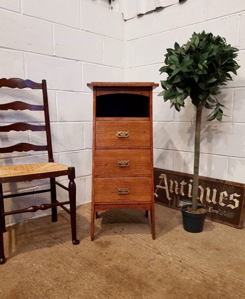 fig 2. ANTIQUE ARTS & CRAFTS GOLDEN OAK LIBERTY CHEST OF DRAWERS C1890