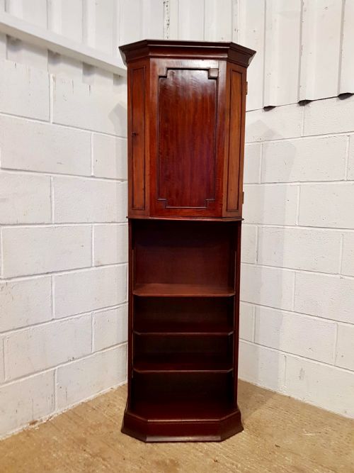 fig 1. ANTIQUE EDWARDIAN MAHOGANY TALL CUPBOARD ON BOOKCASE C1900