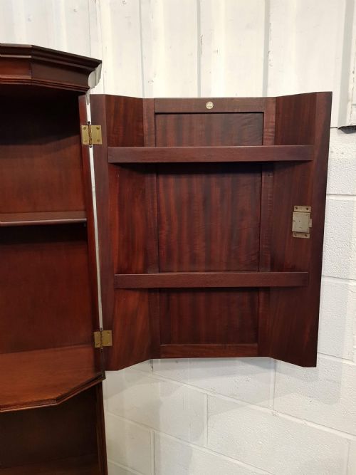 fig 2. ANTIQUE EDWARDIAN MAHOGANY TALL CUPBOARD ON BOOKCASE C1900
