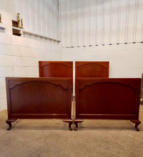 Antique Pair Mahogany Single Beds C1920