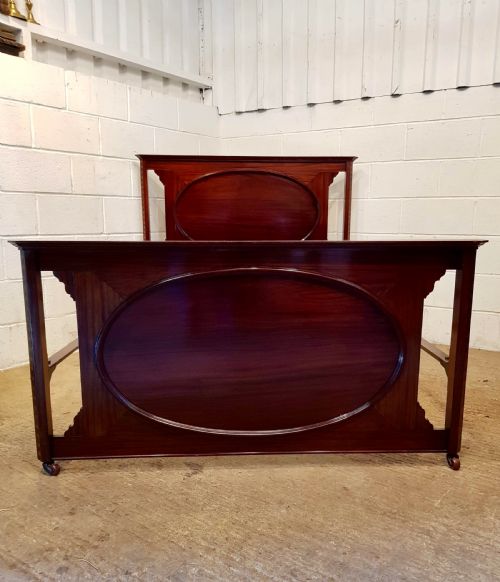 Antique Edwardian Inlaid Mahogany Double Bed C1900