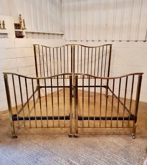 Antique Victorian Pair of Brass Single Beds C1880