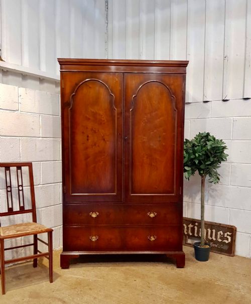 Antique Walnut Combination Double Wardrobe C1920