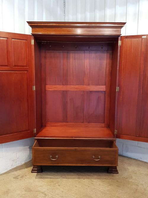 fig 1. ANTIQUE LATE VICTORIAN INLAID MAHOGANY DOUBLE WARDROBE C1890