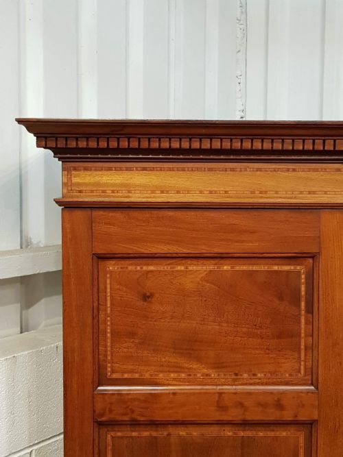 fig 1. ANTIQUE EDWARDIAN INLAID MAHOGANY TRIPLE WARDROBE C1900