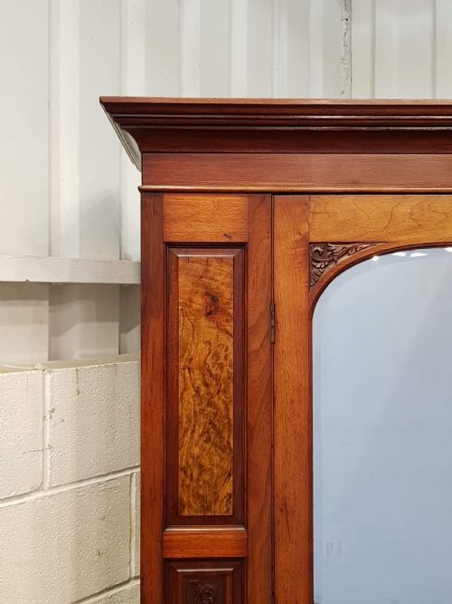 fig 1. ANTIQUE EDWARDIAN BURR WALNUT DOUBLE WARDROBE C1900