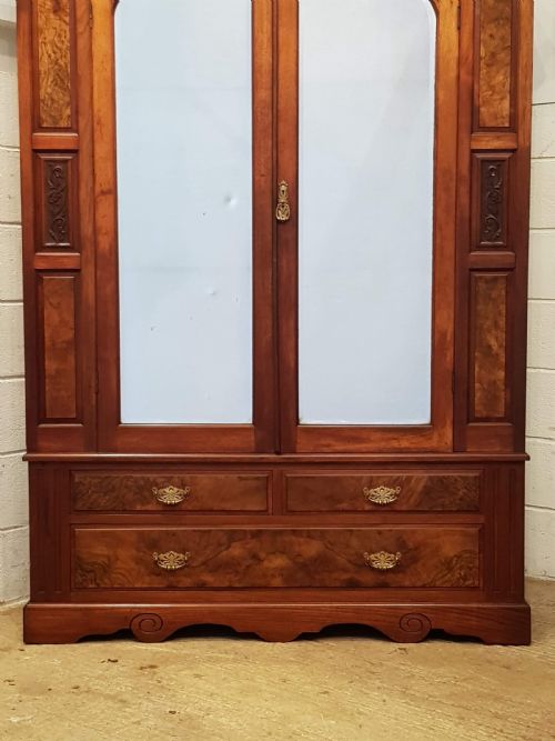 fig 2. ANTIQUE EDWARDIAN BURR WALNUT DOUBLE WARDROBE C1900