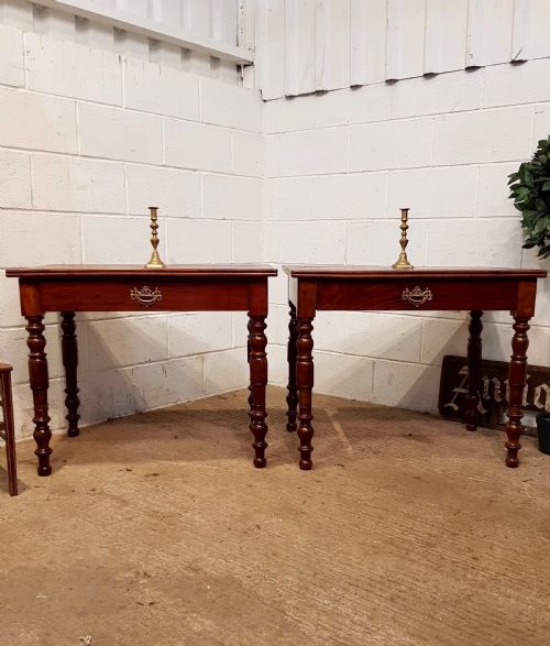 Antique Pair Late 19th Century French Provincial Walnut Side Tables C1890