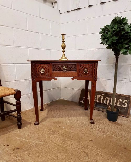 Antique Georgian Period Carved Oak Lowboy C1780