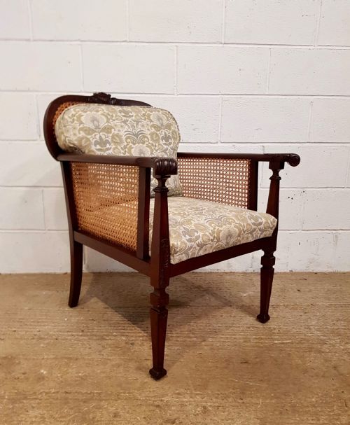 Antique Edwardian Mahogany Bergere Library Chair C1900