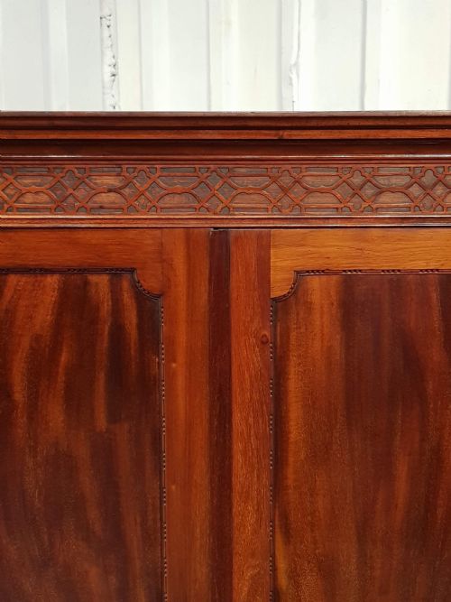 fig 2. ANTIQUE EDWARDIAN CHIPPENDALE MAHOGANY DOUBLE WARDROBE C1900