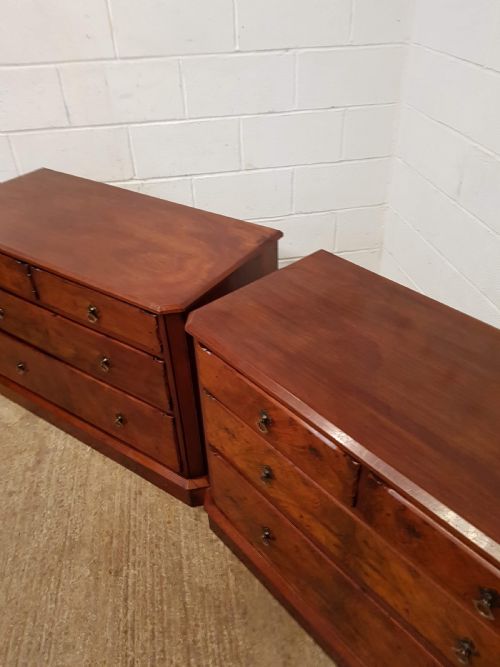 fig 1. ANTIQUE PAIR LATE VICTORIAN BURR WALNUT CHEST OF DRAWERS C1890
