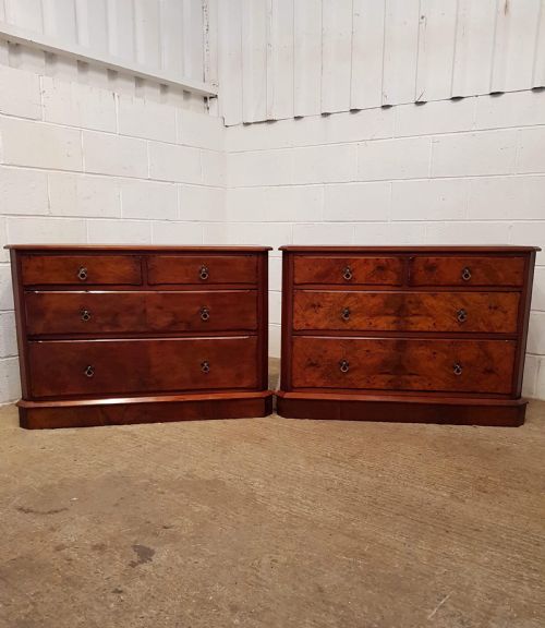 fig 2. ANTIQUE PAIR LATE VICTORIAN BURR WALNUT CHEST OF DRAWERS C1890