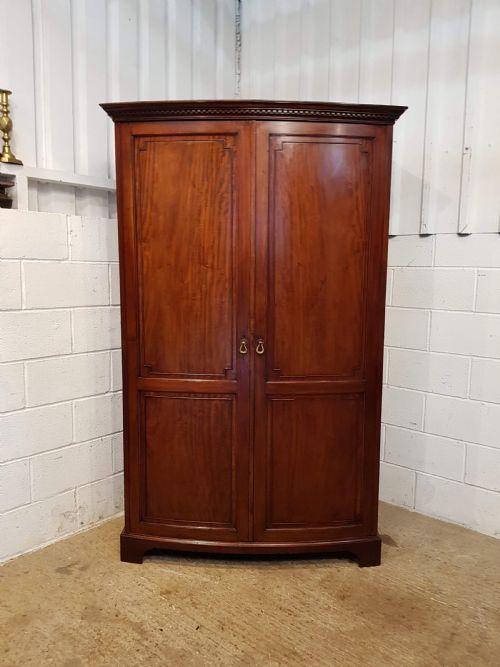 fig 1. ANTIQUE EDWARDIAN MAHOGANY BOW FRONT COMBINATION WARDROBE C1900