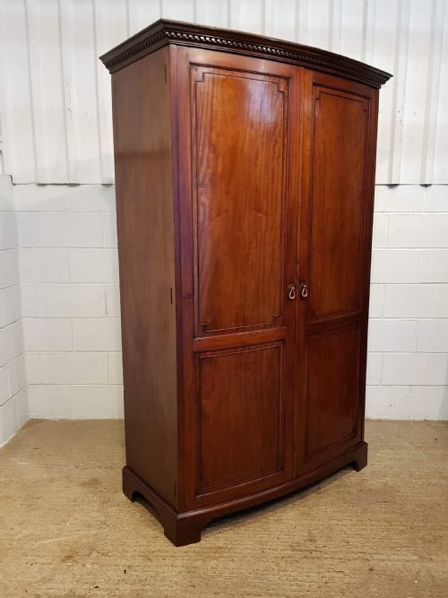 fig 2. ANTIQUE EDWARDIAN MAHOGANY BOW FRONT COMBINATION WARDROBE C1900