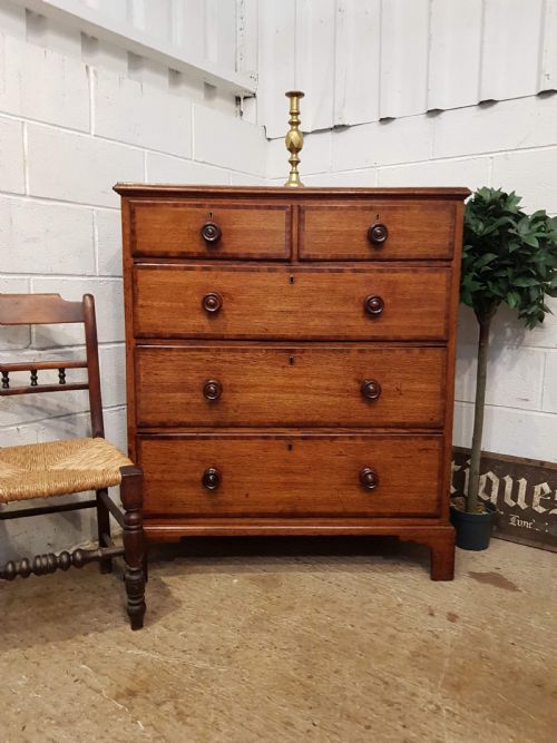 Antique 18th Century Period Oak & Mahogany Chest of Drawers C1780