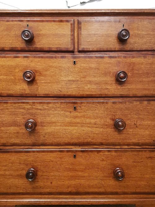 fig 2. ANTIQUE 18TH CENTURY PERIOD OAK & MAHOGANY CHEST OF DRAWERS C1780