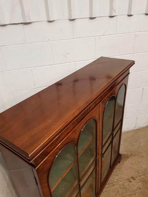 fig 1. ANTIQUE EDWARDIAN BURR WALNUT GLAZED BOOKCASE C1900