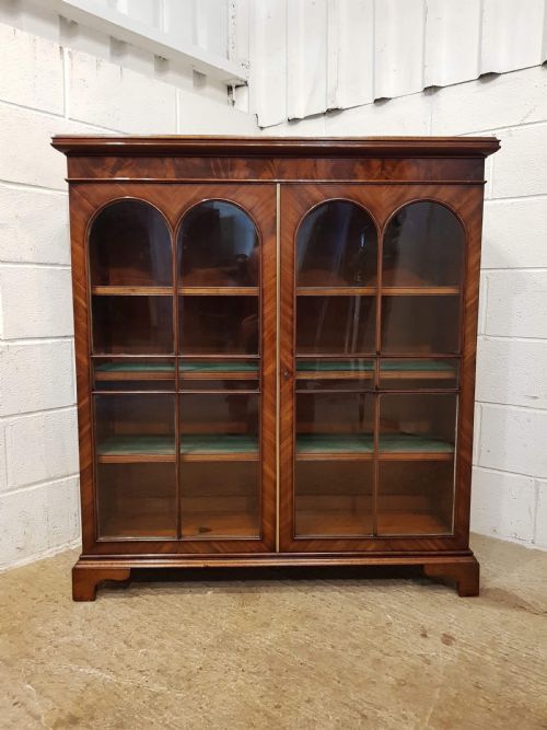 fig 2. ANTIQUE EDWARDIAN BURR WALNUT GLAZED BOOKCASE C1900