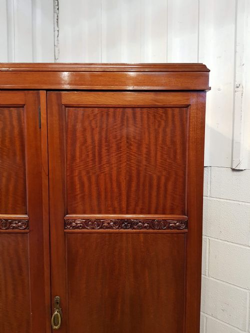 fig 1. ANTIQUE SMALL MAHOGANY TRIPLE WARDROBE BY DENBY & SPINKS C1920
