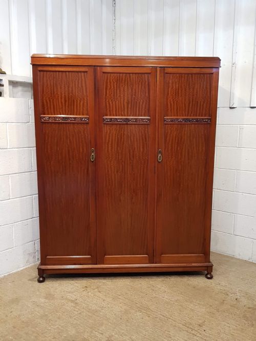 fig 2. ANTIQUE SMALL MAHOGANY TRIPLE WARDROBE BY DENBY & SPINKS C1920