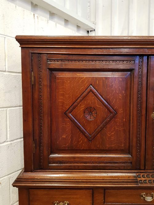 fig 1. ANTIQUE EARLY VICTORIAN OAK CABINET ON STAND C1840