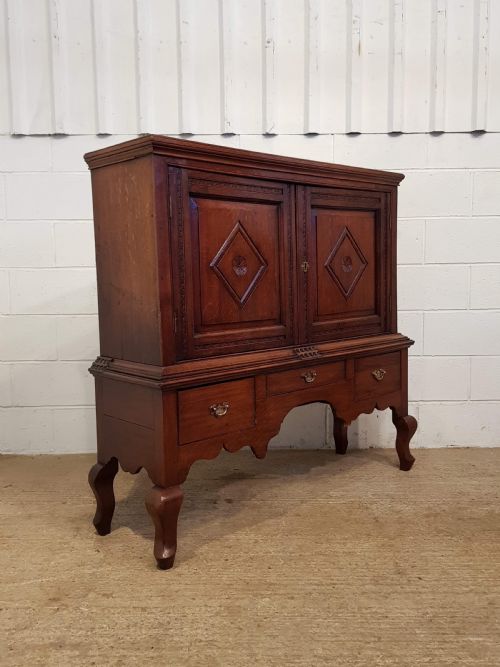 fig 3. ANTIQUE EARLY VICTORIAN OAK CABINET ON STAND C1840