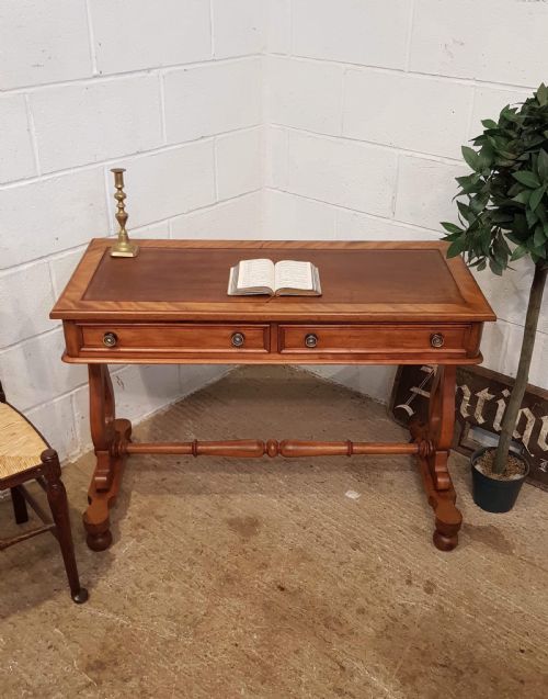 Antique Victorian Satin Birch Leather Topped Writing Table C1880