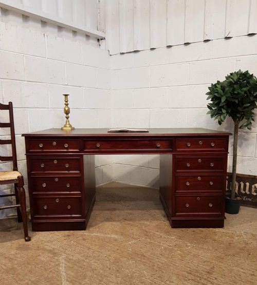 Antique Late Victorian Mahogany Twin Pedestal Desk C1890