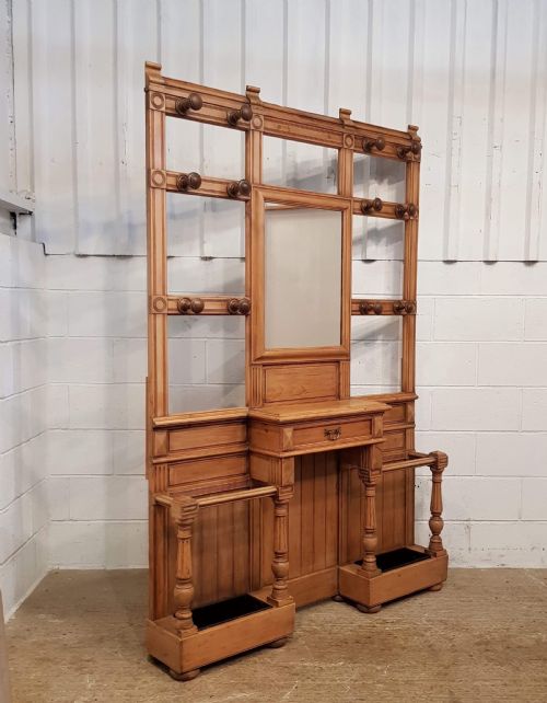 fig 1. EXCELLENT LARGE VICTORIAN PINE AND WALNUT HALLSTAND C1880
