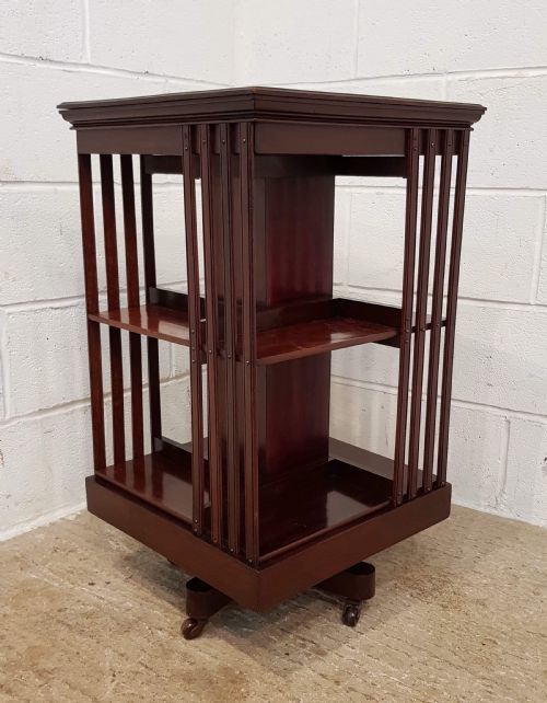 Antique Edwardian Mahogany Revolving Bookcase C1900