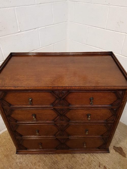 fig 1. ANTIQUE OAK GEOMETRIC CHEST OF DRAWERS C1920