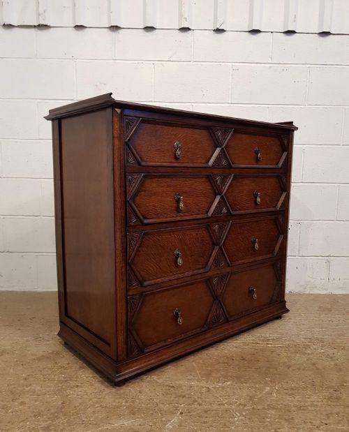 fig 2. ANTIQUE OAK GEOMETRIC CHEST OF DRAWERS C1920