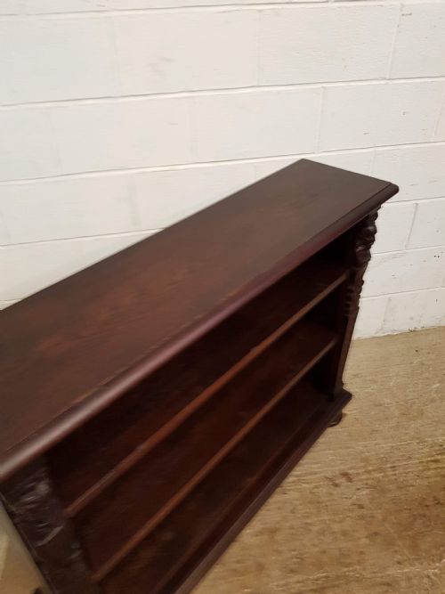 fig 1. ANTIQUE EDWARDIAN CARVED OAK OPEN BOOKCASE C1900