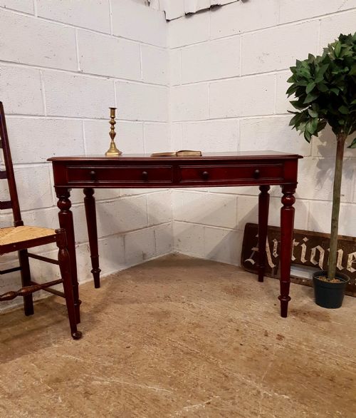 Antique Victorian Mahogany Two Drawer Writing Desk C1880