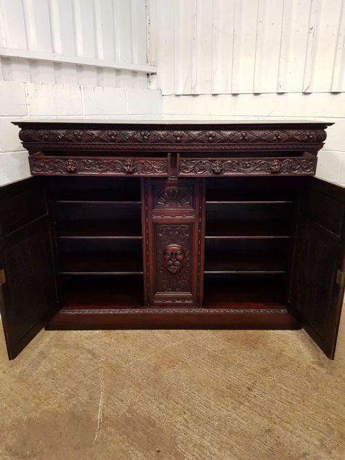 fig 1. ANIQUE LARGE VICTORIAN CARVED GOTHIC OAK CUPBOARD SIDEBOARD C1880