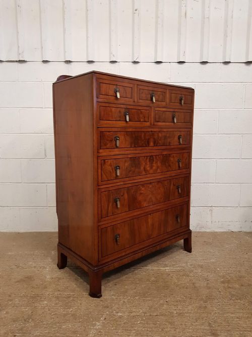 fig 2. SUPERB ANTIQUE ART DECO BURR WALNUT & EBONY CHEST OF DRAWERS C1920