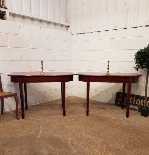 Antique Pair Edwardian Mahogany D End Side Tables C1900