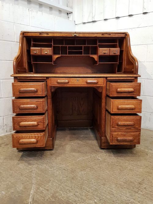 fig 2. ANTIQUE VICTORIAN OAK ROLL TOP DESK C1880