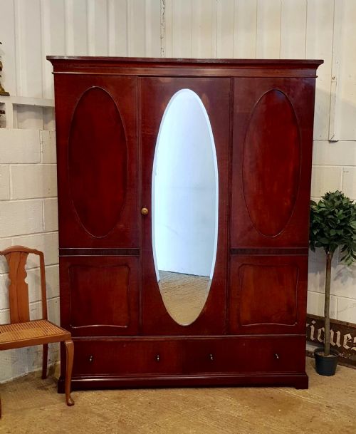 Antique Edwardian Regency Mahogany Double Wardrobe C1900